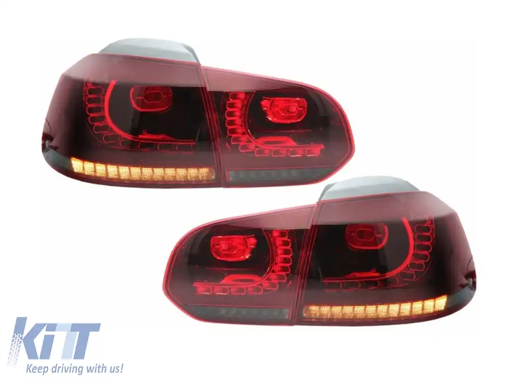Stopuri Full LED VW Golf 6 VI (2008-2013) R20 Design Rosu Fumuriu