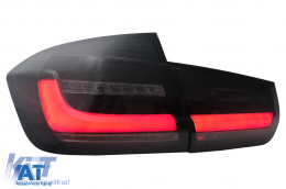 Stopuri LED BAR compatibil cu BMW Seria 3 F30 (2011-2019) Negru Fumuriu LCI Design cu Semnal Dinamic Secvential-image-6088379