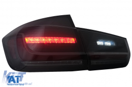 Stopuri LED BAR compatibil cu BMW Seria 3 F30 (2011-2019) Negru Fumuriu LCI Design cu Semnal Dinamic Secvential-image-6088384