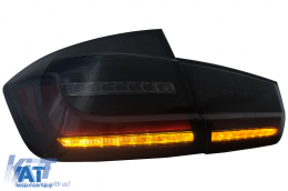 Stopuri LED BAR compatibil cu BMW Seria 3 F30 (2011-2019) Negru Fumuriu LCI Design cu Semnal Dinamic Secvential-image-6088386