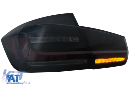 Stopuri LED BAR compatibil cu BMW Seria 3 F30 (2011-2019) Negru Fumuriu LCI Design cu Semnal Dinamic Secvential-image-6088387