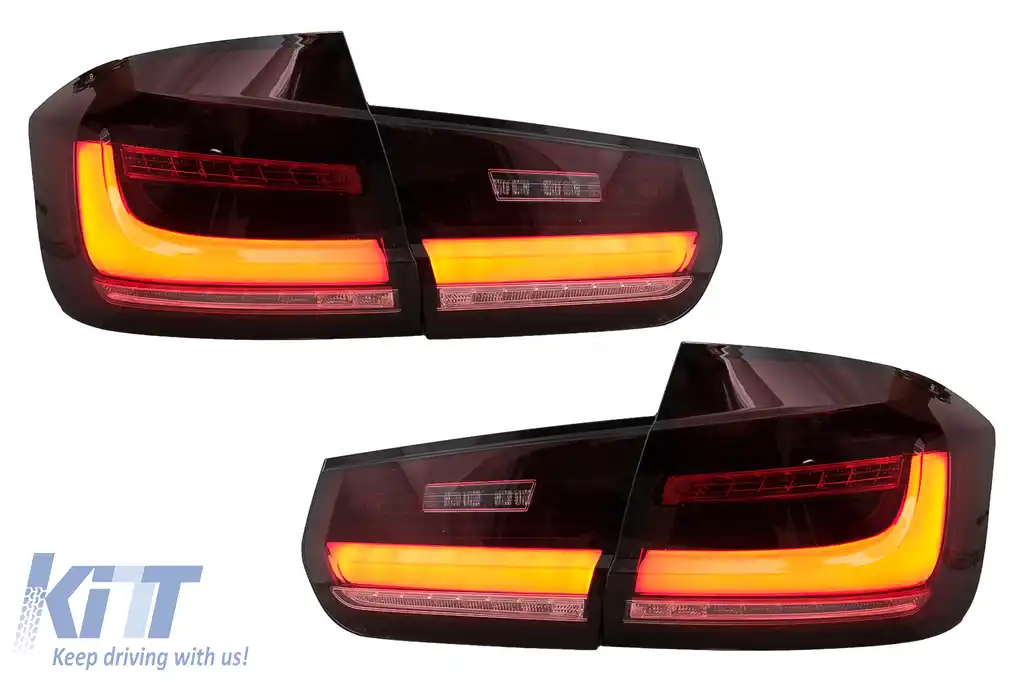 Stopuri LED BAR compatibil cu BMW Seria 3 F30 (2011-2019) Rosu Clar cu Semnal Dinamic Secvential