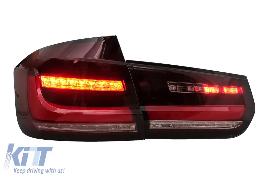 Stopuri LED BAR compatibil cu BMW Seria 3 F30 (2011-2019) Rosu Clar cu Semnal Dinamic Secvential-image-6105813