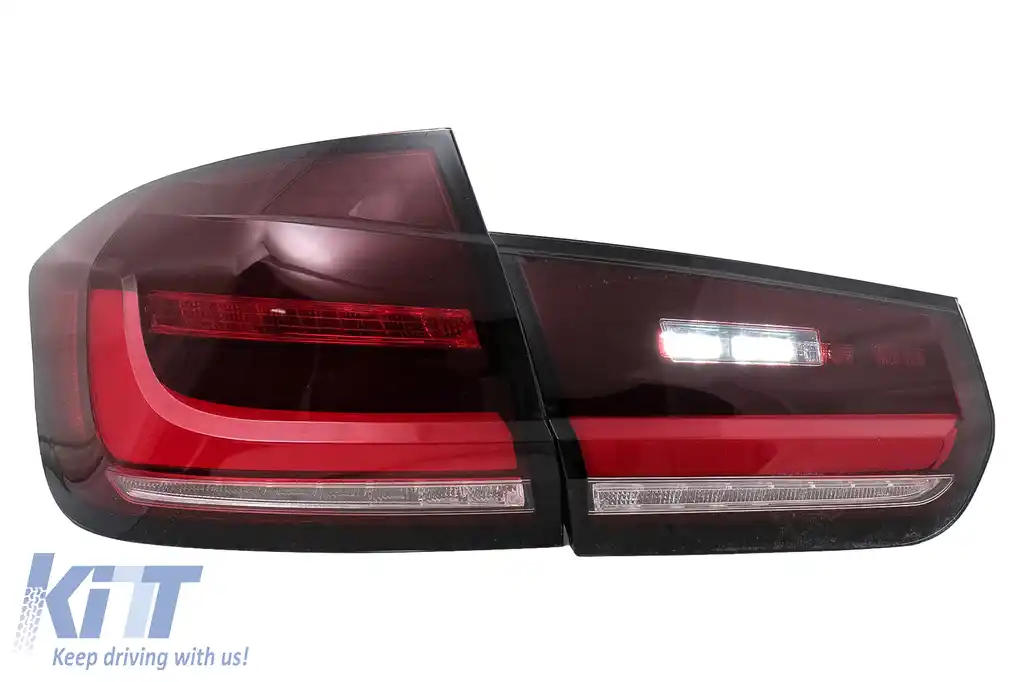 Stopuri LED BAR compatibil cu BMW Seria 3 F30 (2011-2019) Rosu Clar cu Semnal Dinamic Secvential-image-6105814