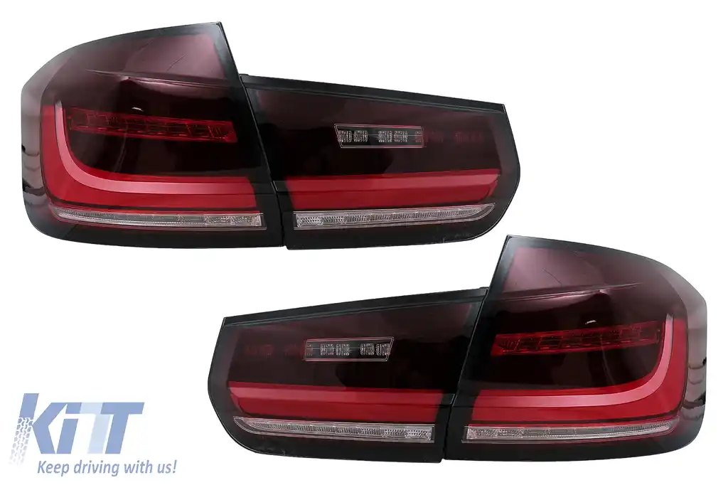 Stopuri LED BAR compatibil cu BMW Seria 3 F30 (2011-2019) Rosu Clar cu Semnal Dinamic Secvential-image-6105816
