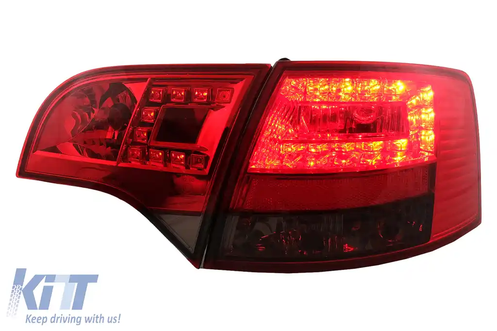 Stopuri LED compatibil cu Audi A4 B7 Avant 8ED (2004-2007) Rosu Fumuriu-image-6105424