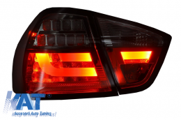 Stopuri LED compatibil cu BMW E90 3er Limousine (2005-2008)  Rosu/Fumuriu-image-6017740