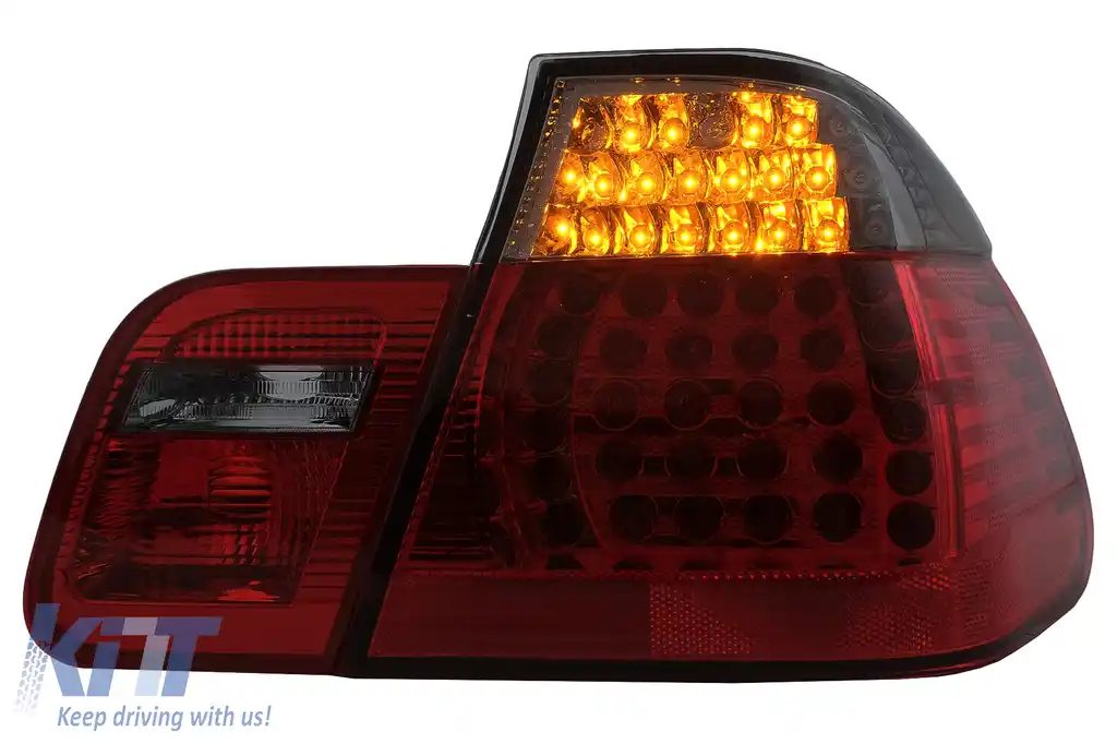 Stopuri LED compatibil cu BMW Seria 3 E46 Limousine 4 usi (09.2001-03.2005) Rosu Fumuriu-image-60998