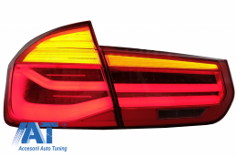 Stopuri LED compatibil cu BMW Seria 3 F30 (2011-2019) Rosu Clar LCI Design cu Semnal Dinamic Secvential-image-6024710