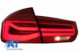 Stopuri LED compatibil cu BMW Seria 3 F30 (2011-2019) Rosu Clar LCI Design cu Semnal Dinamic Secvential-image-6024712