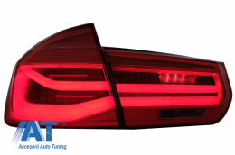 Stopuri LED compatibil cu BMW Seria 3 F30 (2011-2019) Rosu Clar LCI Design cu Semnal Dinamic Secvential-image-6024714
