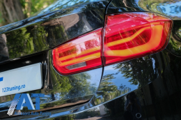 Stopuri LED compatibil cu BMW Seria 3 F30 (2011-2019) Rosu Clar LCI Design cu Semnal Dinamic Secvential-image-6024755