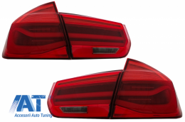 Stopuri LED compatibil cu BMW Seria 3 F30 (2011-2019) Rosu Clar LCI Design cu Semnal Dinamic Secvential-image-6064424