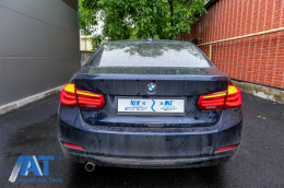 Stopuri LED compatibil cu BMW Seria 3 F30 (2011-2019) Rosu Clar LCI Design cu Semnal Dinamic Secvential-image-6072499