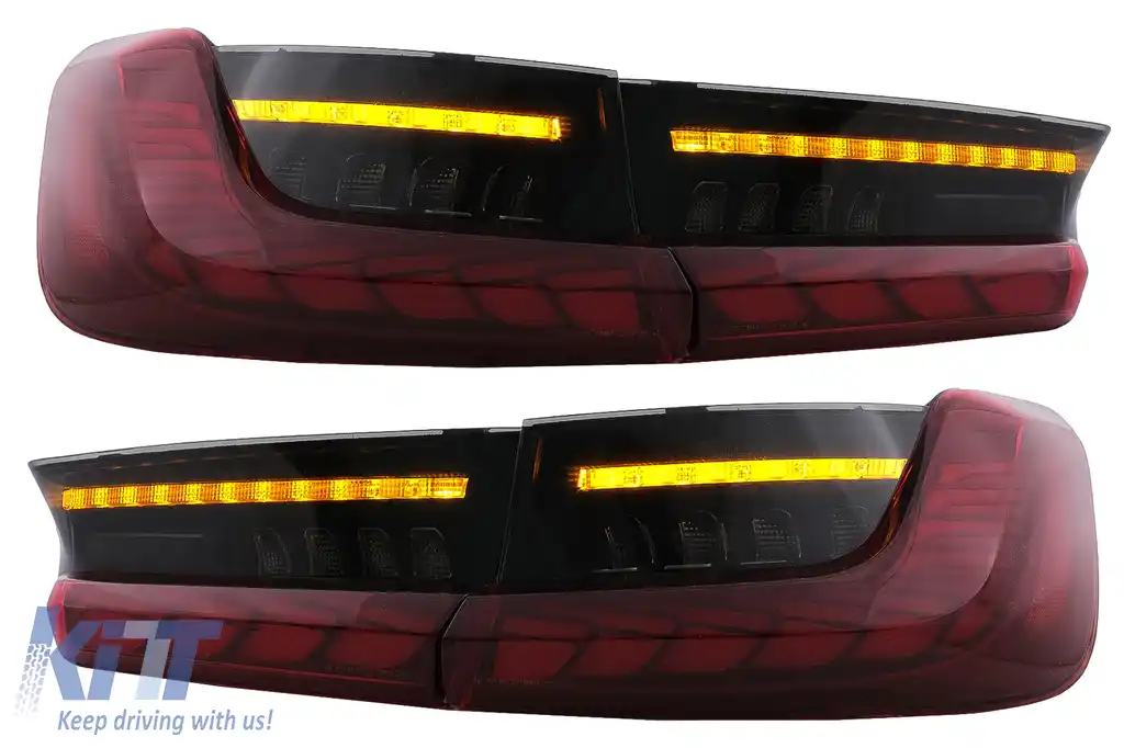 Stopuri LED compatibil cu BMW Seria 3 G20 G28 M3 G80 Sedan (2018-2022) Rosu Fumuriu cu Semnal Dinamic-image-6096543