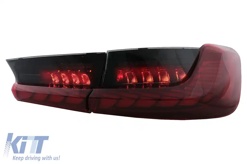 Stopuri LED compatibil cu BMW Seria 3 G20 G28 M3 G80 Sedan (2018-2022) Rosu Fumuriu cu Semnal Dinamic-image-6096545