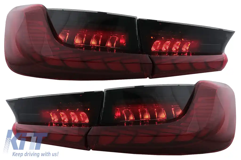 Stopuri LED compatibil cu BMW Seria 3 G20 G28 M3 G80 Sedan (2018-2022) Rosu Fumuriu cu Semnal Dinamic-image-6096546