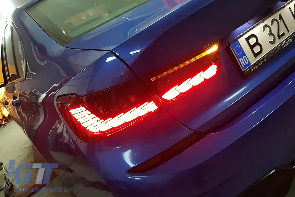 Stopuri LED compatibil cu BMW Seria 3 G20 G28 M3 G80 Sedan (2018-2022) Rosu Fumuriu cu Semnal Dinamic-image-6097854