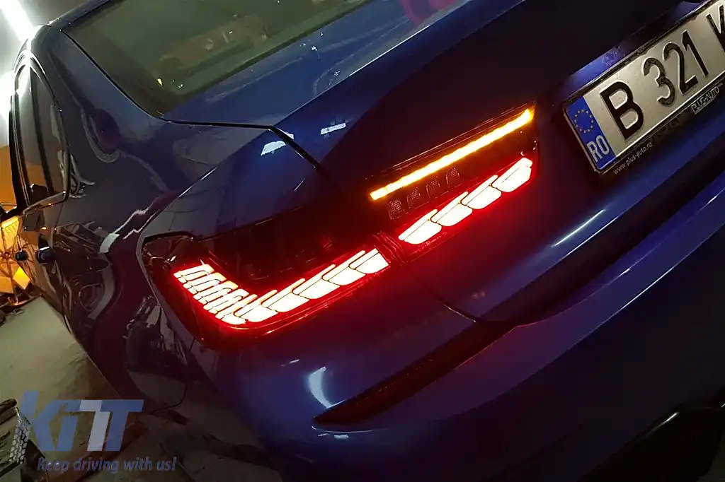 Stopuri LED compatibil cu BMW Seria 3 G20 G28 M3 G80 Sedan (2018-2022) Rosu Fumuriu cu Semnal Dinamic-image-6097855