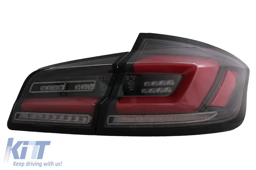 Stopuri LED compatibil cu BMW Seria 5 F10 (2011-2017) Negru cu Semnal Dinamic Secvential-image-6096152