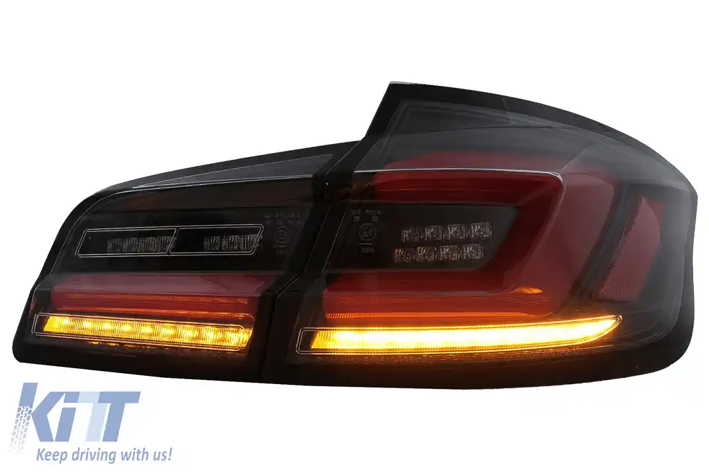Stopuri LED compatibil cu BMW Seria 5 F10 (2011-2017) Negru cu Semnal Dinamic Secvential-image-6096154