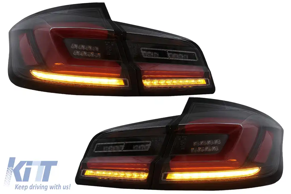 Stopuri LED compatibil cu BMW Seria 5 F10 (2011-2017) Negru cu Semnal Dinamic Secvential-image-6096155