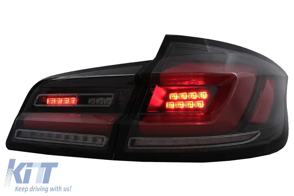 Stopuri LED compatibil cu BMW Seria 5 F10 (2011-2017) Negru cu Semnal Dinamic Secvential-image-6096158