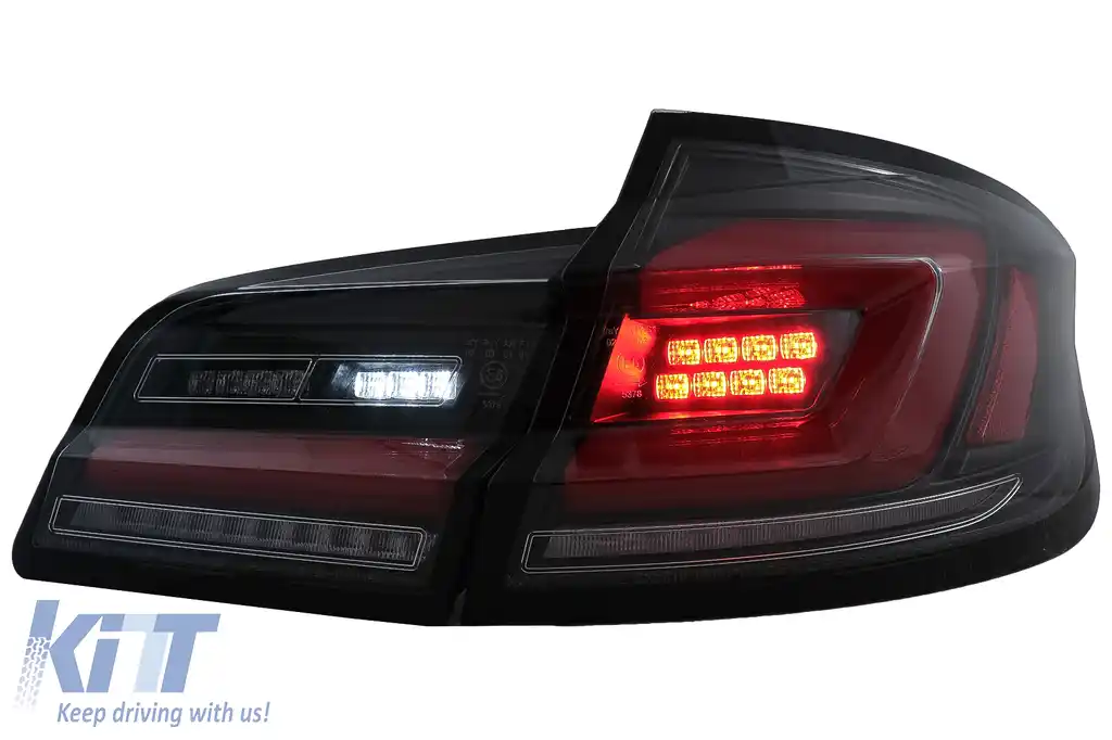 Stopuri LED compatibil cu BMW Seria 5 F10 (2011-2017) Negru cu Semnal Dinamic Secvential-image-6096161