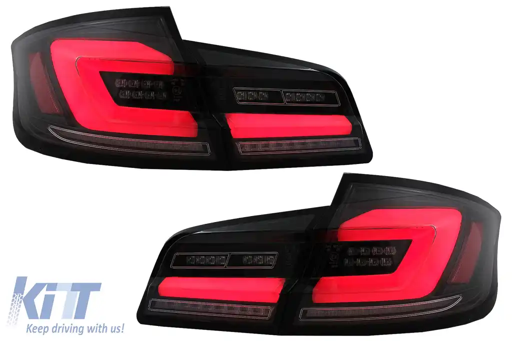 Stopuri LED compatibil cu BMW Seria 5 F10 (2011-2017) Negru cu Semnal Dinamic Secvential-image-6096164