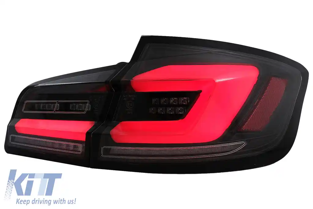 Stopuri LED compatibil cu BMW Seria 5 F10 (2011-2017) Negru cu Semnal Dinamic Secvential-image-6096165