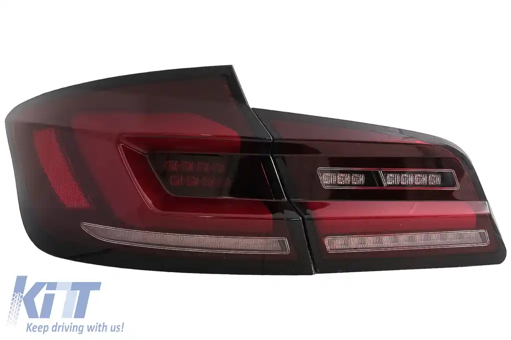 Stopuri LED compatibil cu BMW Seria 5 F10 (2011-2017) Rosu Fumuriu cu Semnal Dinamic Secvential-image-6096169