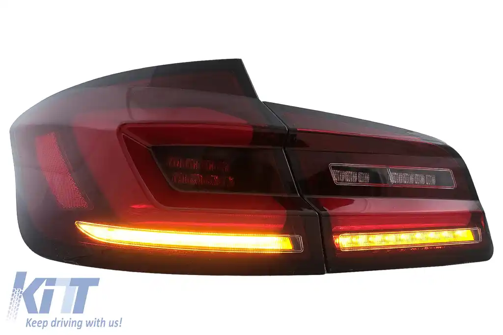 Stopuri LED compatibil cu BMW Seria 5 F10 (2011-2017) Rosu Fumuriu cu Semnal Dinamic Secvential-image-6096172