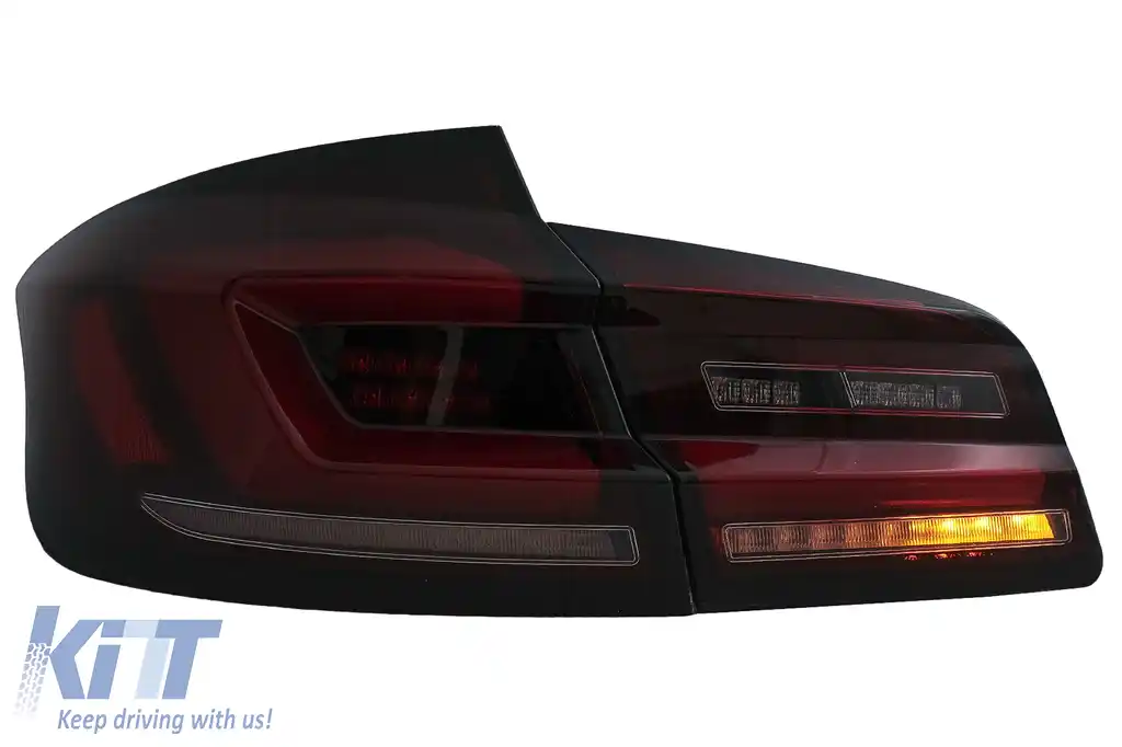 Stopuri LED compatibil cu BMW Seria 5 F10 (2011-2017) Rosu Fumuriu cu Semnal Dinamic Secvential-image-6096174