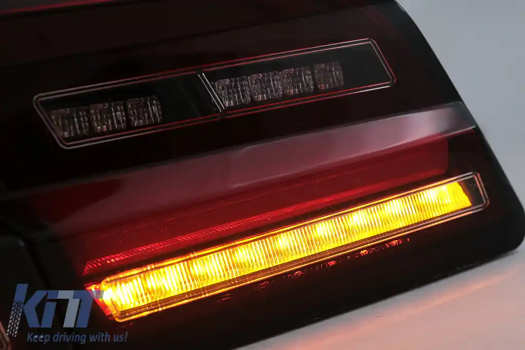 Stopuri LED compatibil cu BMW Seria 5 F10 (2011-2017) Rosu Fumuriu cu Semnal Dinamic Secvential-image-6096175