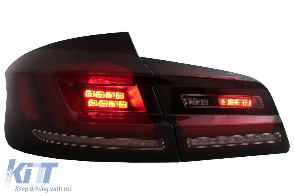 Stopuri LED compatibil cu BMW Seria 5 F10 (2011-2017) Rosu Fumuriu cu Semnal Dinamic Secvential-image-6096176
