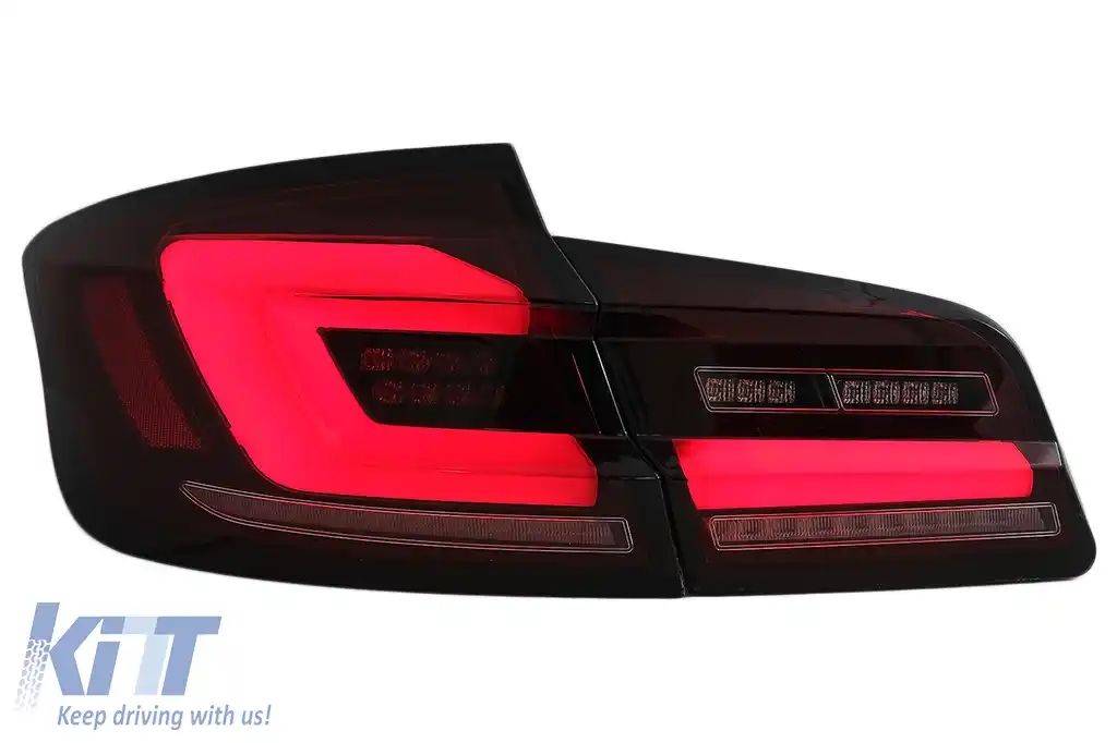 Stopuri LED compatibil cu BMW Seria 5 F10 (2011-2017) Rosu Fumuriu cu Semnal Dinamic Secvential-image-6096182