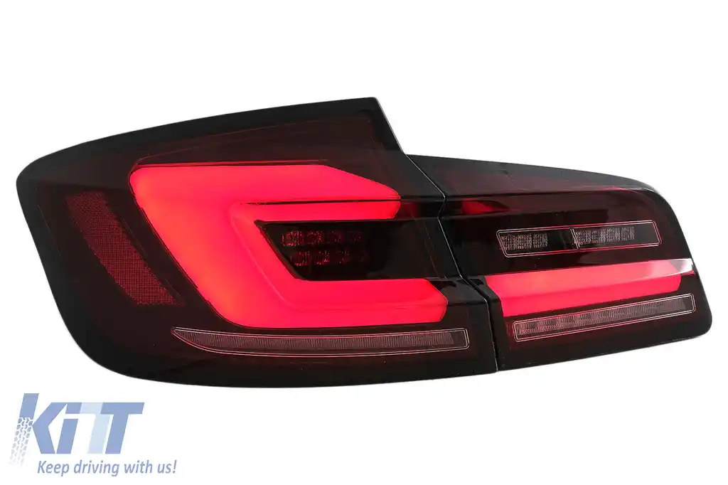 Stopuri LED compatibil cu BMW Seria 5 F10 (2011-2017) Rosu Fumuriu cu Semnal Dinamic Secvential-image-6096184