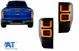 Stopuri LED compatibil cu Ford Ranger (2012-2018) Geam Clar cu Semnal Dinamic-image-6070299