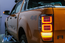 Stopuri LED compatibil cu Ford Ranger (2012-2018) Geam Clar cu Semnal Dinamic-image-6089087