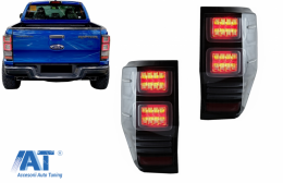 Stopuri LED compatibil cu Ford Ranger (2012-2018) Geam Fumuriu cu Semnal Dinamic-image-6077976