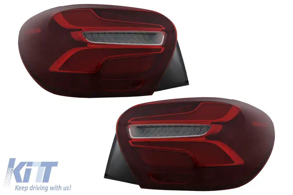 Stopuri LED compatibil cu Mercedes A-Class W176 (2013-08.2015) Facelift Design Rosu cu Semnal Dinamic-image-6110406