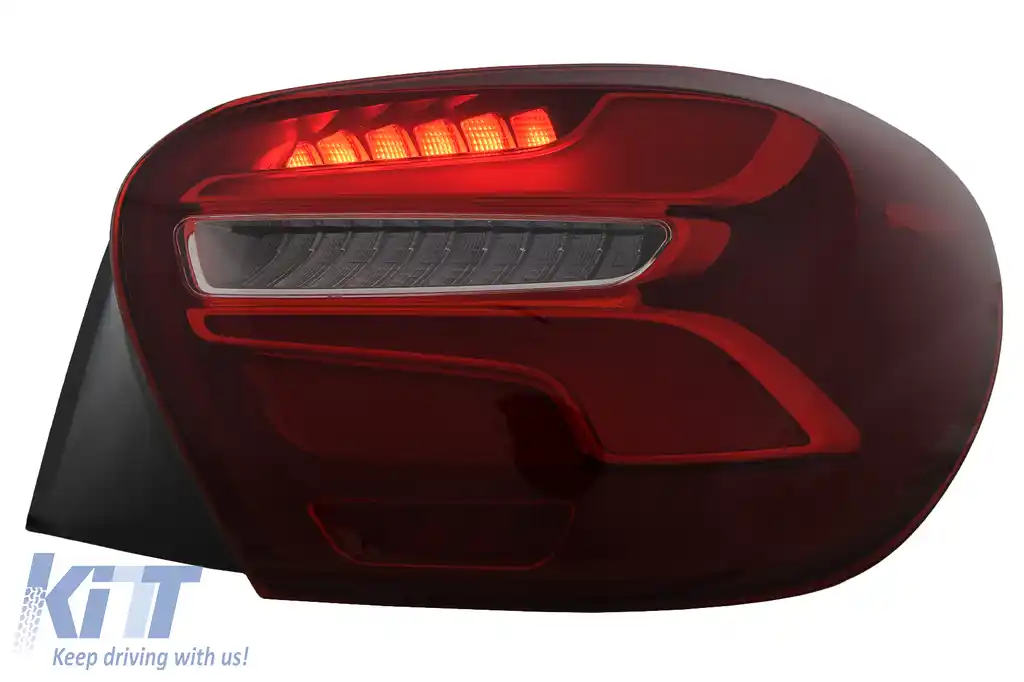 Stopuri LED compatibil cu Mercedes A-Class W176 (2013-08.2015) Facelift Design Rosu cu Semnal Dinamic-image-6110415