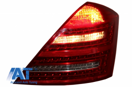 Stopuri LED compatibil cu MERCEDES S-class W221 (2005-2009) Facelift Design Rosu Cristal Facelift Design-image-6027792