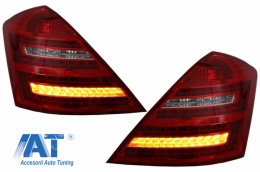 Stopuri LED compatibil cu MERCEDES S-class W221 (2005-2009) Facelift Design Rosu Cristal Facelift Design-image-6027793