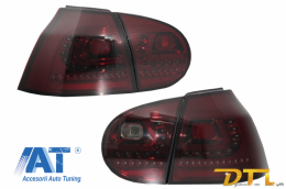 Stopuri LED LITEC compatibil cu VW Golf 5 V (2004-2009) Rosu/Fumuriu Semnal Dinamic Secvential-image-6045759