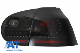 Stopuri LED LITEC compatibil cu VW Golf 5 V (2004-2009) Negru/Fumuriu Semnal Dinamic Secvential-image-6045753