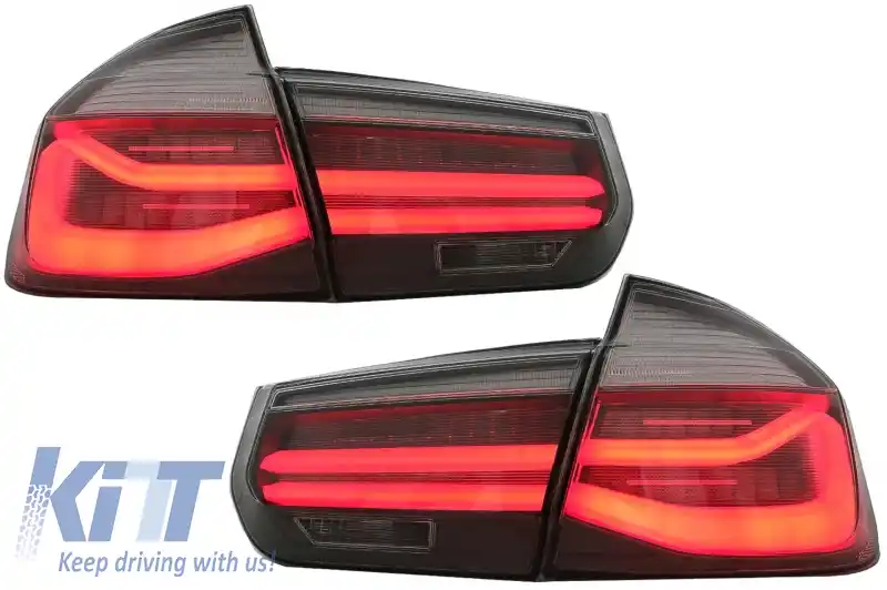 Stopuri LED M Look Black Line compatibil cu BMW Seria 3 F30 (2011-2019) LCI Design cu Semnal Dinamic Secvential