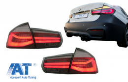 Stopuri LED M Look Black Line compatibil cu BMW Seria 3 F30 (2011-2019) LCI Design cu Semnal Dinamic Secvential-image-6065059