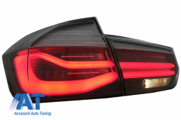 Stopuri LED M Look Black Line compatibil cu BMW Seria 3 F30 (2011-2019) LCI Design cu Semnal Dinamic Secvential si Indicator Dinamic Full LED pentru Oglinda Osram-image-6065013