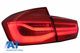 Stopuri LED M Look Red Clear Line compatibil cu BMW Seria 3 F30 (2011-2019) LCI Design cu Semnal Dinamic Secvential si Indicator Dinamic Full LED pentru Oglinda Osram-image-6065063